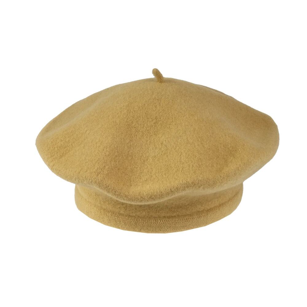 Tonak | 100% Wool Mustard Yellow 11" Floral Super Beret